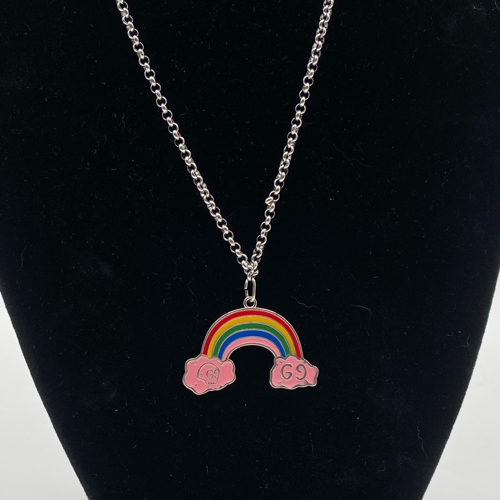 Gucci Full Inclusion Enamel Rainbow Ghost Pendant Necklace With Gift Bag & Box - Picture 10 of 16